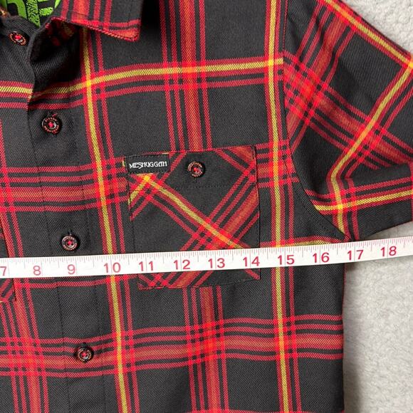 Dixxon X Meshuggah Immutable Flannel Shirt DFC Youth SZ M Black Red Orange NWOT - Picture 6 of 9